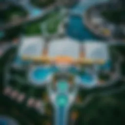 Aerial view of Bulgari Resort showcasing its stunning architecture and landscaping