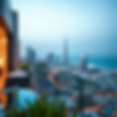 Balcony view showcasing Dubai skyline from Damac Heights