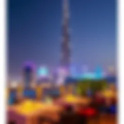 A stunning evening view of Burj Khalifa from a Dubai Mall restaurant terrace