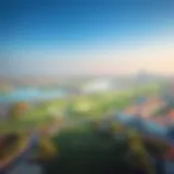 Aerial view of luxury golf course community in Dubai