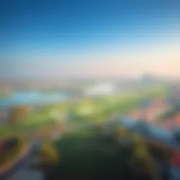 Aerial view of luxury golf course community in Dubai