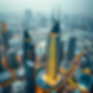 Dirham Building in the Heart of Dubai An aerial perspective of the Dirham Building's location within Dubai's skyline