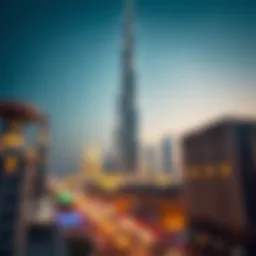 The Burj Khalifa towering over the Dubai skyline